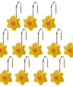 Buffalo Plaid Green Valance or Daffodil Shower Hooks Set of 12